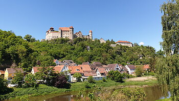 Blick von der Wörnitzbrücke zum Schloß