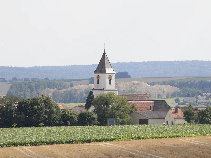 Blick auf Schaffhausen Blick auf das idyllisch gelegene Schaffhausen. In der Bildmitte sieht man die Kirche.