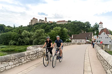 Schloss Harburg im Hintergrund