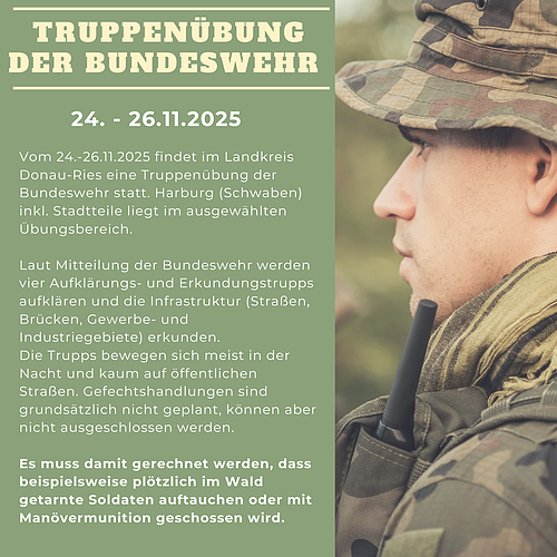 Infoplakat zur Truppenübung der Bundeswehr