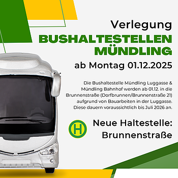 Infoplakat zur Velegung der Bushaltestellen in Mündling