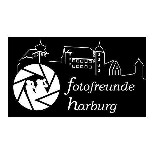 Burgshiloutte, Fotografen und Schriftzug Fotofreunde Harburg