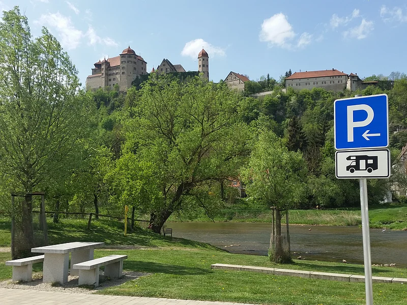 Wohnmobilstellplatz an der Wörnitz in Harburg