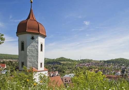 Blick zur St. Barbara Kirche